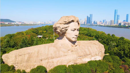 长沙橘子洲头地标建筑4K航拍