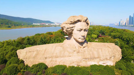 长沙橘子洲头地标建筑4K航拍