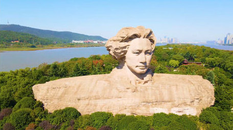 长沙橘子洲头地标建筑4K航拍