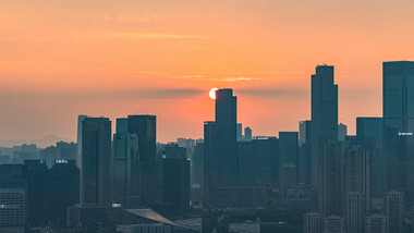 自然大气城市太阳下山<strong>日落</strong>天黑4k延时