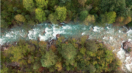 自然森林河流航拍4K实拍