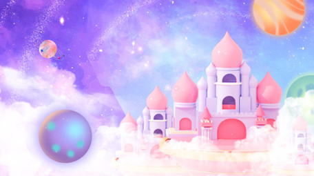 梦幻卡通气泡城堡背景视频AE模板