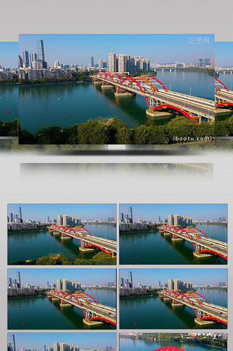 广西柳州地标建筑文慧桥航拍图片