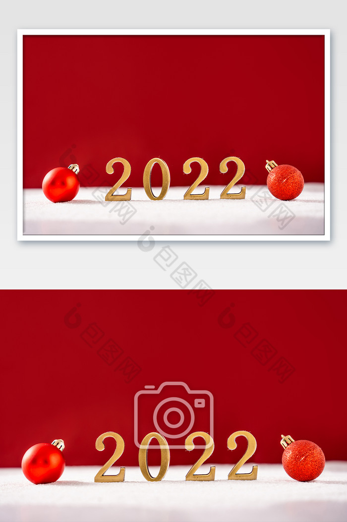 红色元旦2022新年摆拍摄影图图片图片