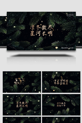 冬青树枝边框唯美圣诞节标题动画AE模板图片