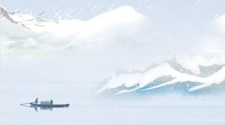 古风水墨冬季山水雪景背景视频