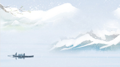 古风水墨冬季山水雪景背景视频