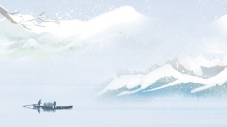 古风水墨冬季山水雪景背景视频