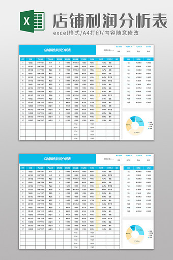 简洁店铺销售利润分析表excel模板图片