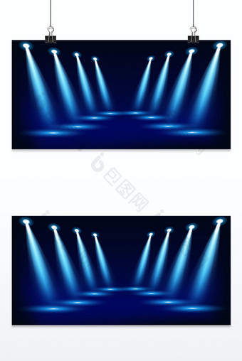 蓝色舞台灯光照射光效背景图片