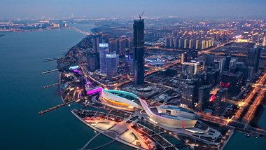 大气<strong>夜景</strong>城市航拍