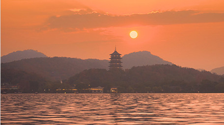 杭州西湖雷峰塔日出实拍