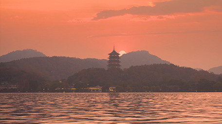 杭州西湖雷峰塔日出实拍