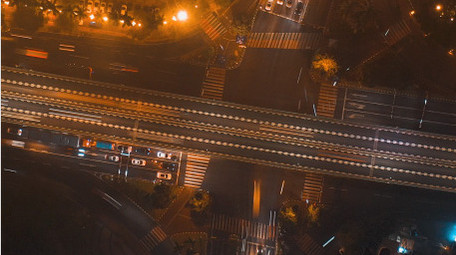 城市车流夜景航拍延时摄影交通出行4K实拍