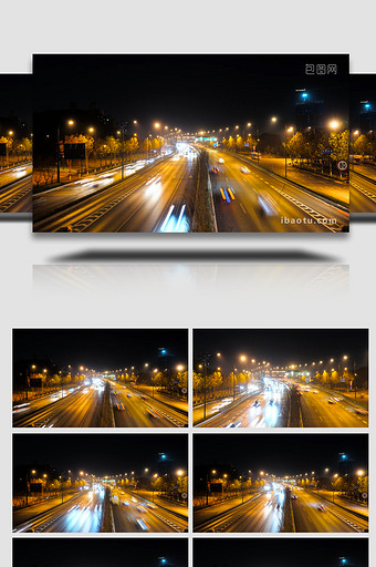 交通车流城市快速路夜景车流4K延时摄影图片
