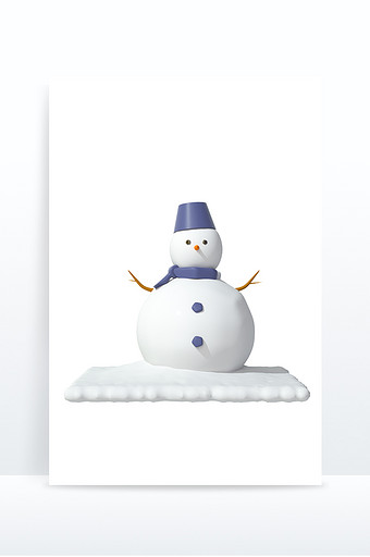 3D卡通图标C4D模型下雪堆雪人冬天元素图片