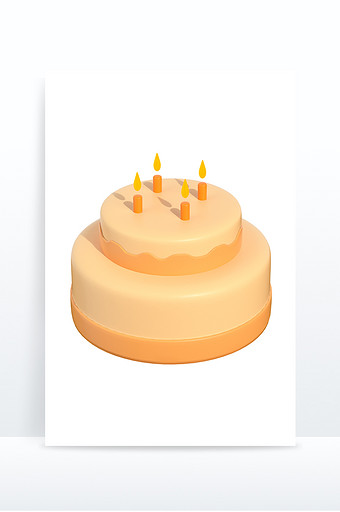 3D卡通emoji表情黄色图标生日蛋糕图片