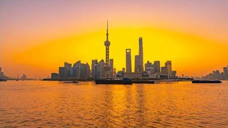 唯美上海黄埔江外滩日出风光8K延时