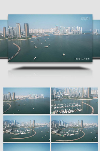 城市实拍深圳蛇口港湾风光航拍4K图片