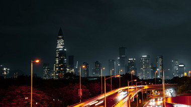 城市夜景深圳地标黑金色调延时视频