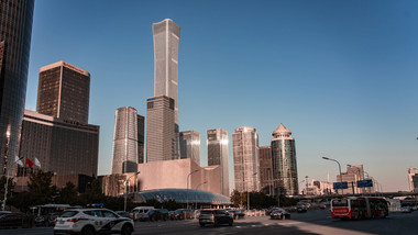 城市<strong>地标北京</strong>国贸大厦车流延时摄影