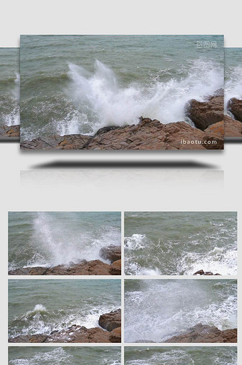 震撼大气汹涌海浪拍打海岸图片