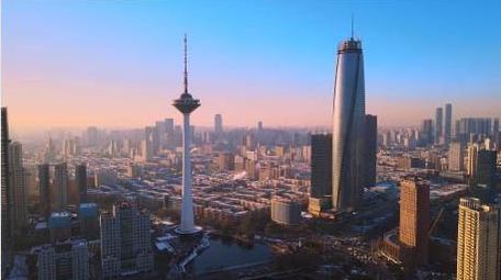 唯美沈阳青年公园主城区城市雪景4K航拍