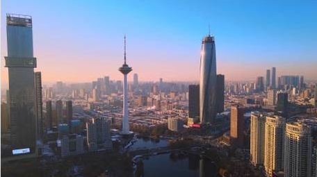 唯美沈阳青年公园主城区城市雪景4K航拍