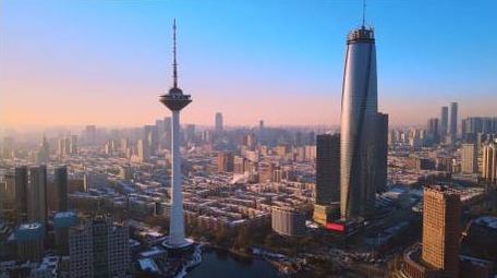 唯美沈阳青年公园主城区城市雪景4K航拍