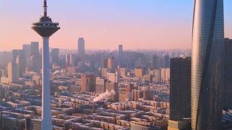 唯美沈阳青年公园主城区城市雪景4K航拍