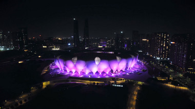 城市<strong>地标</strong>夜景<strong>杭州</strong>亚运奥体中心4K航拍