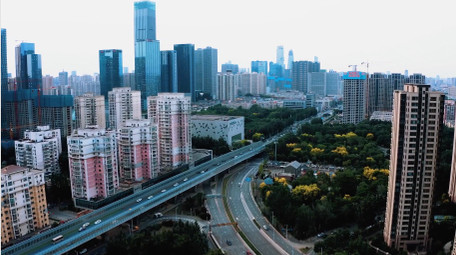 交通大气辽宁沈阳城区车流航拍