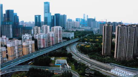 交通大气辽宁沈阳城区车流航拍