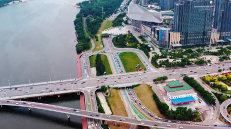 交通大气辽宁沈阳城区车流航拍