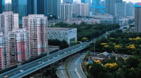 交通大气辽宁沈阳城区车流航拍