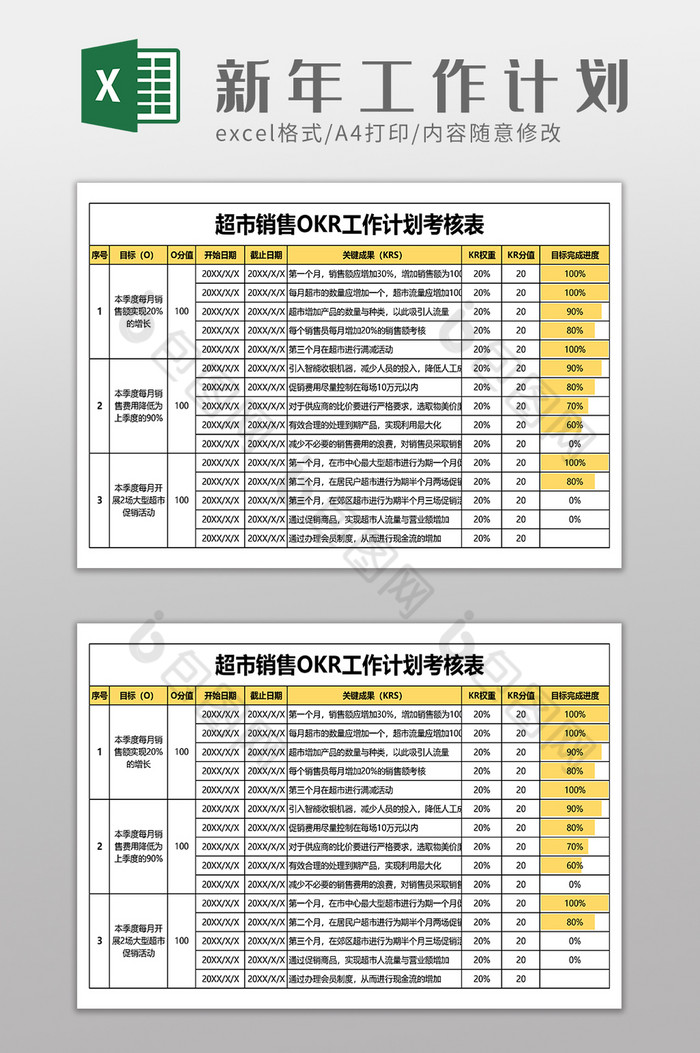 超市销售OKR工作计划考核表