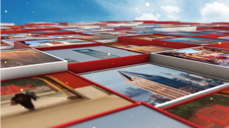 震撼的图片方块党政片头ae模板