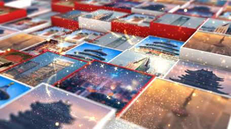 震撼的图片方块党政片头ae模板