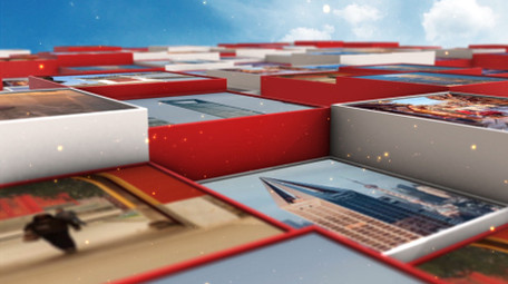 震撼的图片方块党政片头ae模板