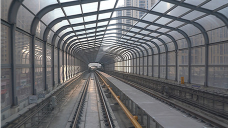 交通运输无人驾驶地铁第一视角实拍