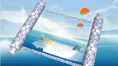 大寒二十四节气三维卷轴水墨片头AE模板