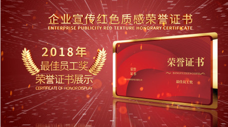 企业宣传大气红色荣誉证书图文包装AE模板