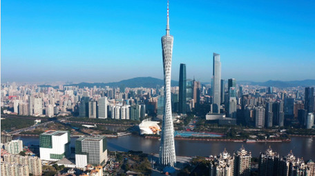 城市建筑震撼广州塔地标广州三件套航拍