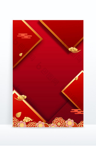 红色几何复古中国风2022元宵节背景图片
