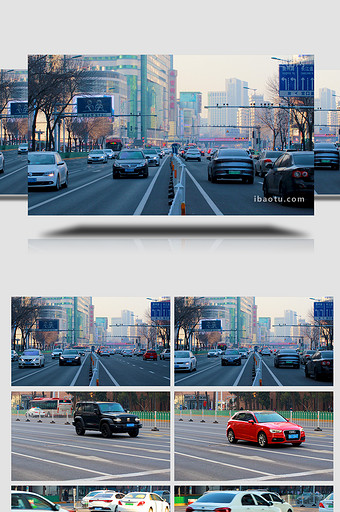 天津城市主干道汽车车流路口实拍4K图片