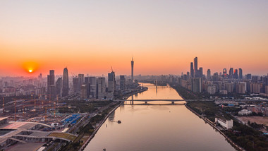 震撼广州城市<strong>日落</strong>夕阳航拍4k延时