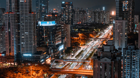 交通震撼城市夜晚公路密集车流4k延时