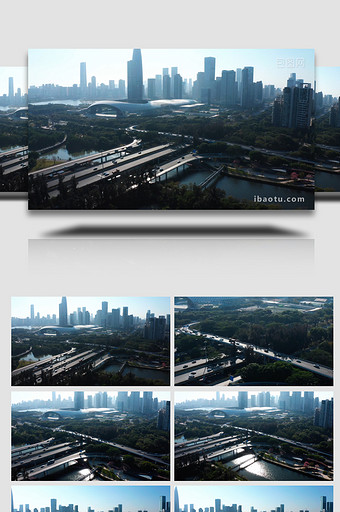 城市交通震撼深圳滨海沙河西立交车流航拍图片