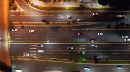 城市交通大气深圳夜晚高架桥车流航拍