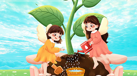 植树节卡通E3D创意唯美片头AE模板